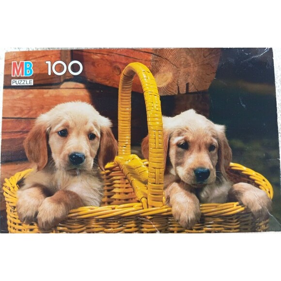 Puppies 100 Piece Junior Jigsaw Puzzle by MB Milton Bradley - Picture 1 of 3
